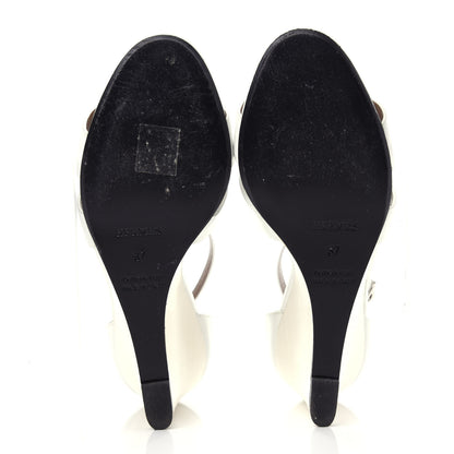 Hermes Calfskin Legend Wedge Sandals 37 White 6 of 9