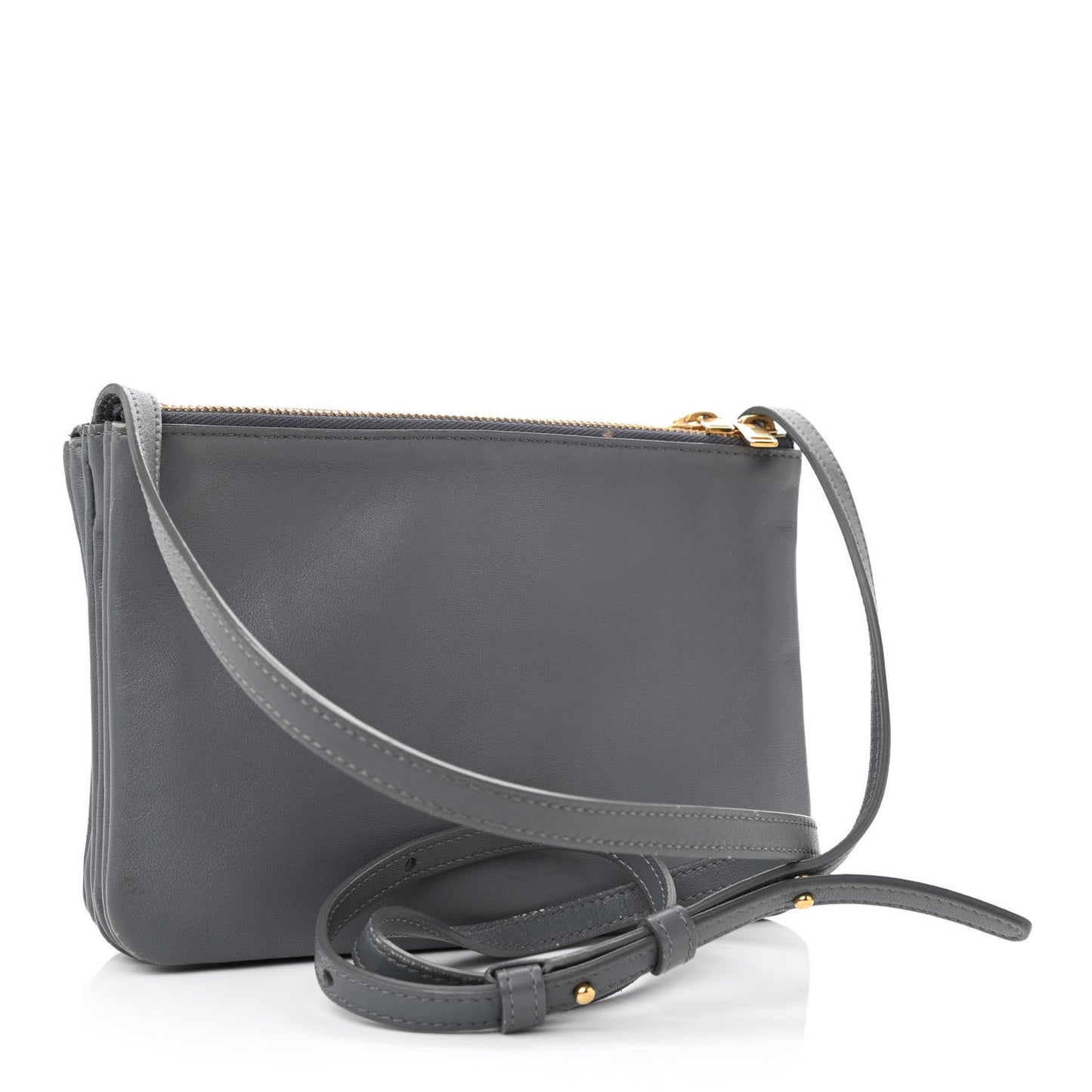 Lambskin Small Trio Crossbody Bag Medium Grey