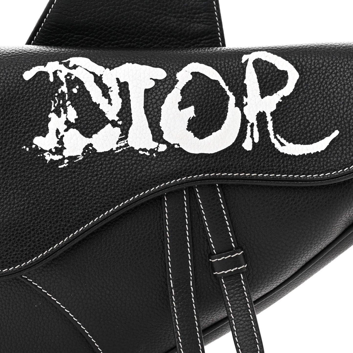 X PETER DOIG Grained Calfskin Saddle Bag Black