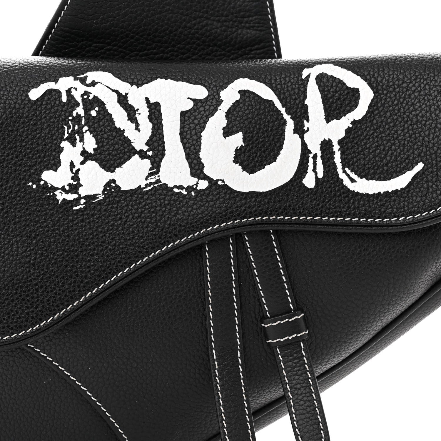 Christian Dior X PETER DOIG Grained Calfskin Saddle Bag Black 8 of 10