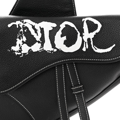 Christian Dior X PETER DOIG Grained Calfskin Saddle Bag Black 8 of 10