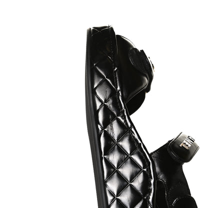 Chanel Shiny Calfskin Logo Platform Sandals 38 Black 12 of 13