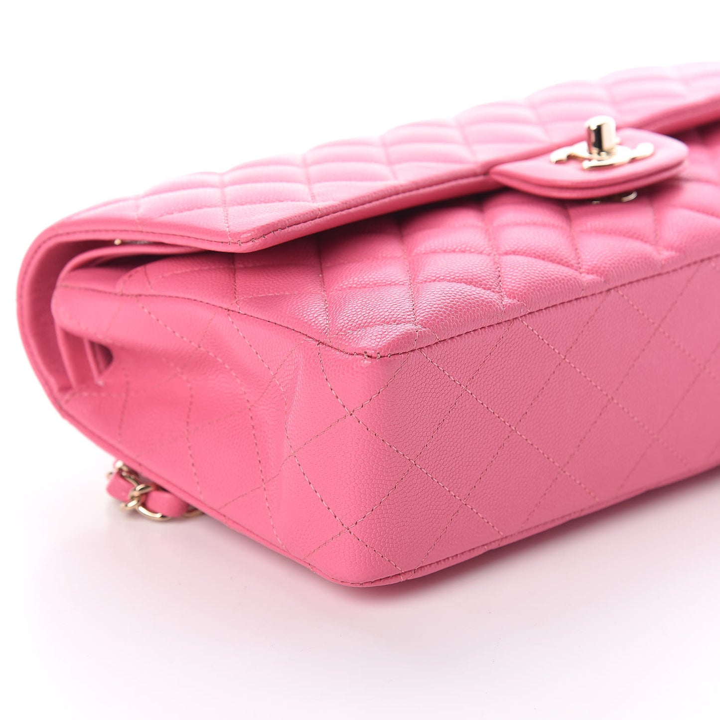 Caviar Quilted Medium Double Flap Pink