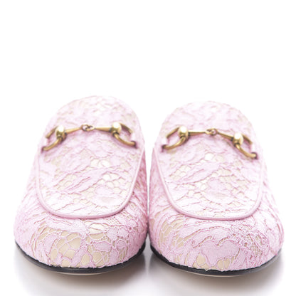 Gucci Lace Malaga Kid Womens Princetown Slippers 36 Sugar Pink Skin Rose 2 of 7