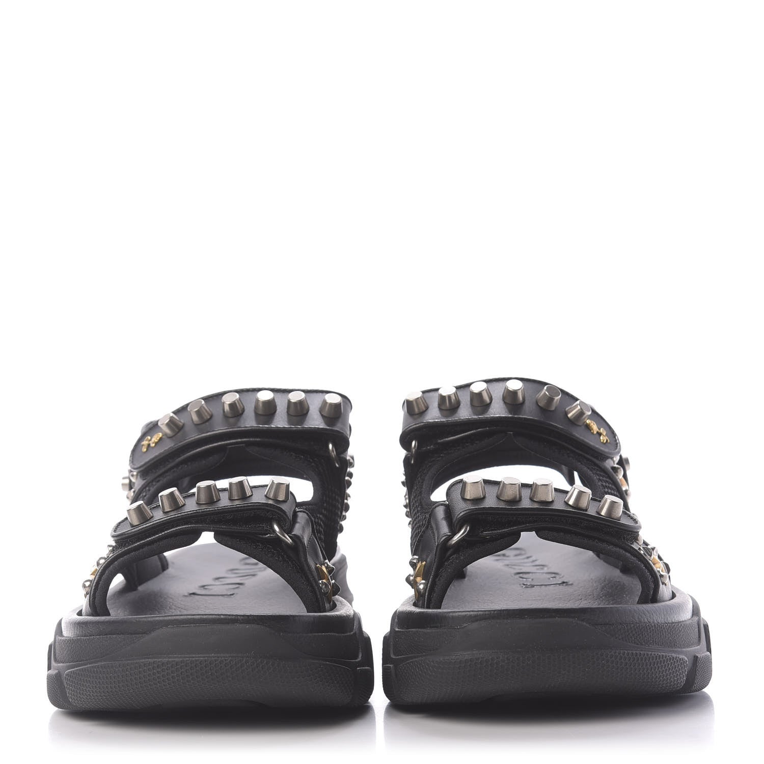 Gucci Nappa Mesh Studded Mens Aguru Sandals 7 Black 2 of 10
