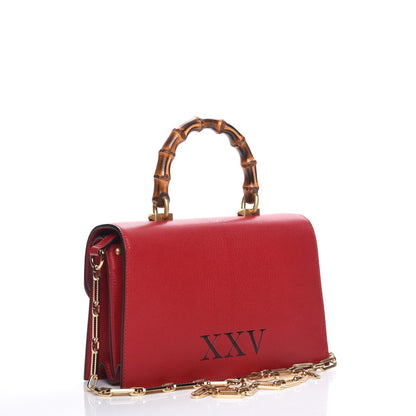 Gucci Calfskin Snakeskin Studded Small Ottilia Top Handle Bag Hibiscus Red 3 of 8