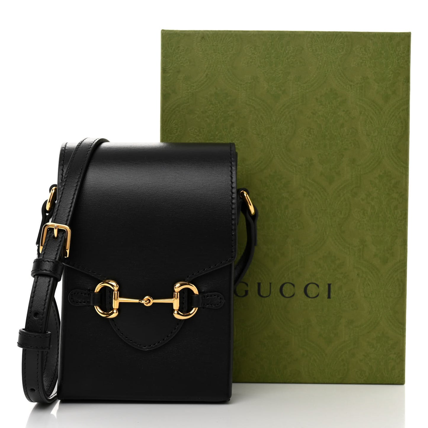 Boarded Plutone Calfskin Mini Horsebit 1955 Crossbody Bag Black
