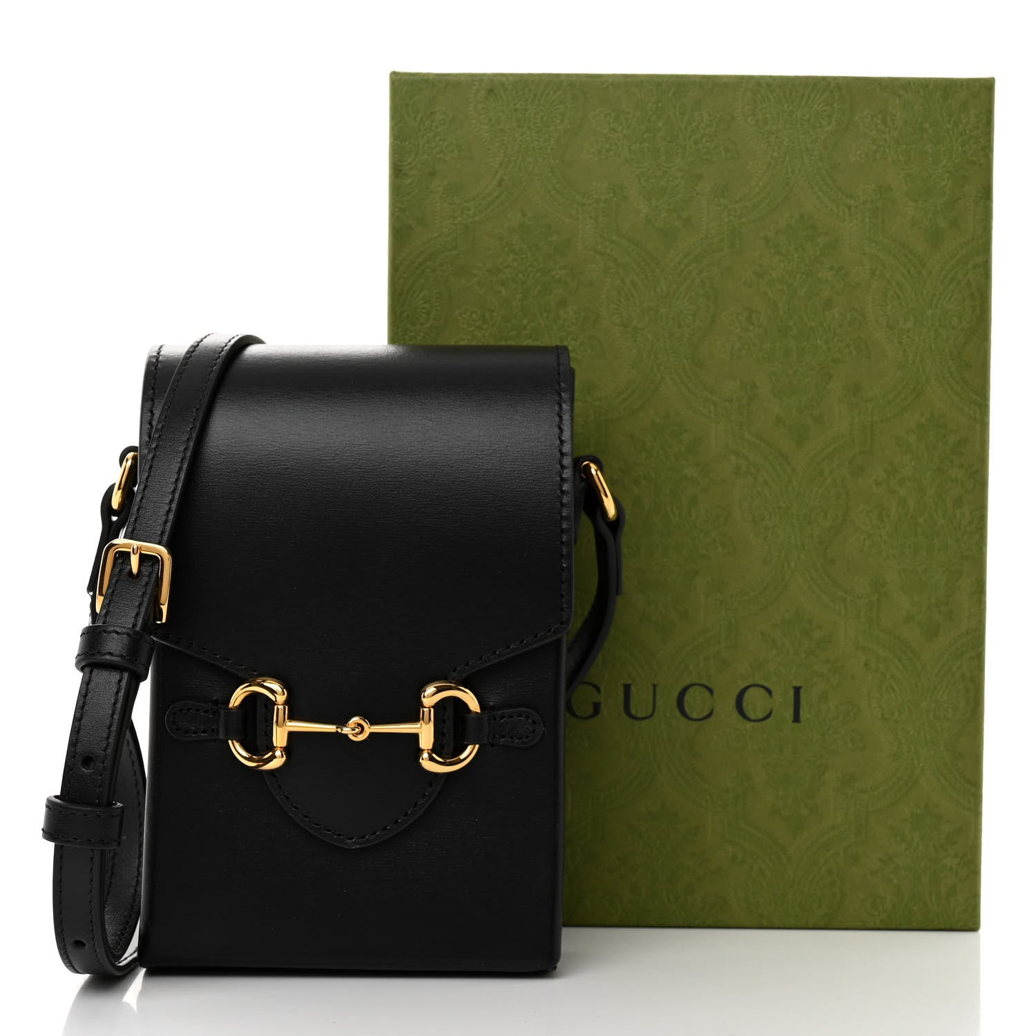 Gucci Boarded Plutone Calfskin Mini Horsebit 1955 Crossbody Bag Black 12 of 12