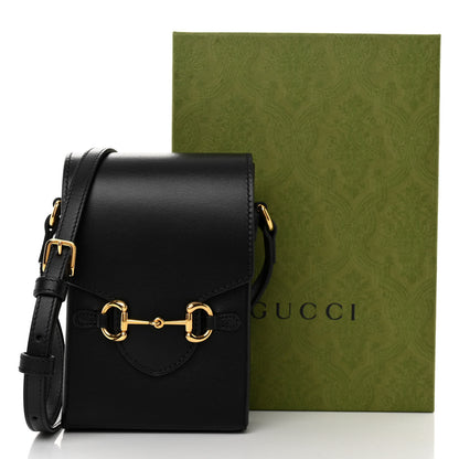 Gucci Boarded Plutone Calfskin Mini Horsebit 1955 Crossbody Bag Black 12 of 12