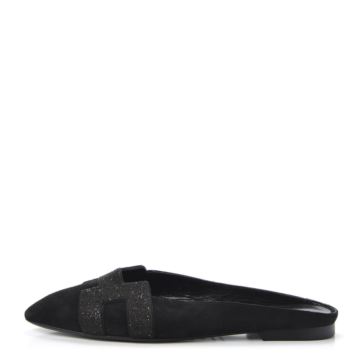 Suede Goatskin Crystal Roxane Mules 37.5 Black