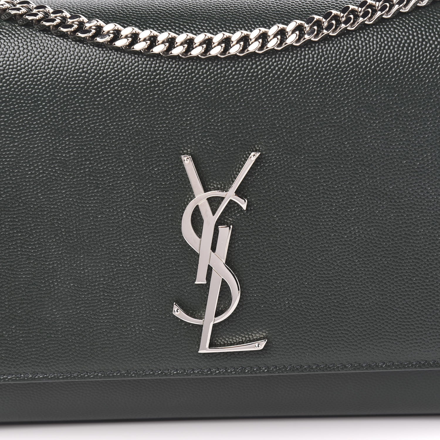 Saint Laurent Grain De Poudre Medium Monogram Kate Satchel Vert Fonce 9 of 10
