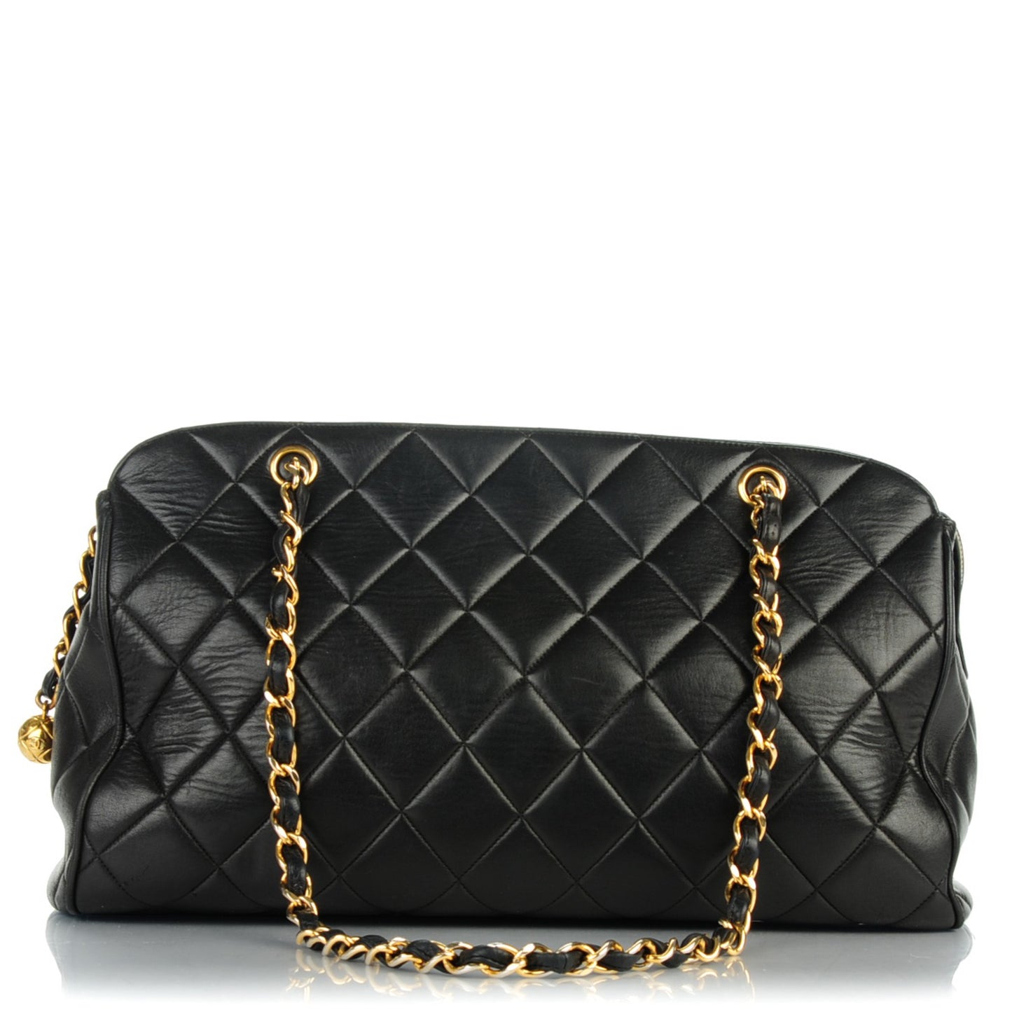 Lambskin Quilted Shoulder Bag Black