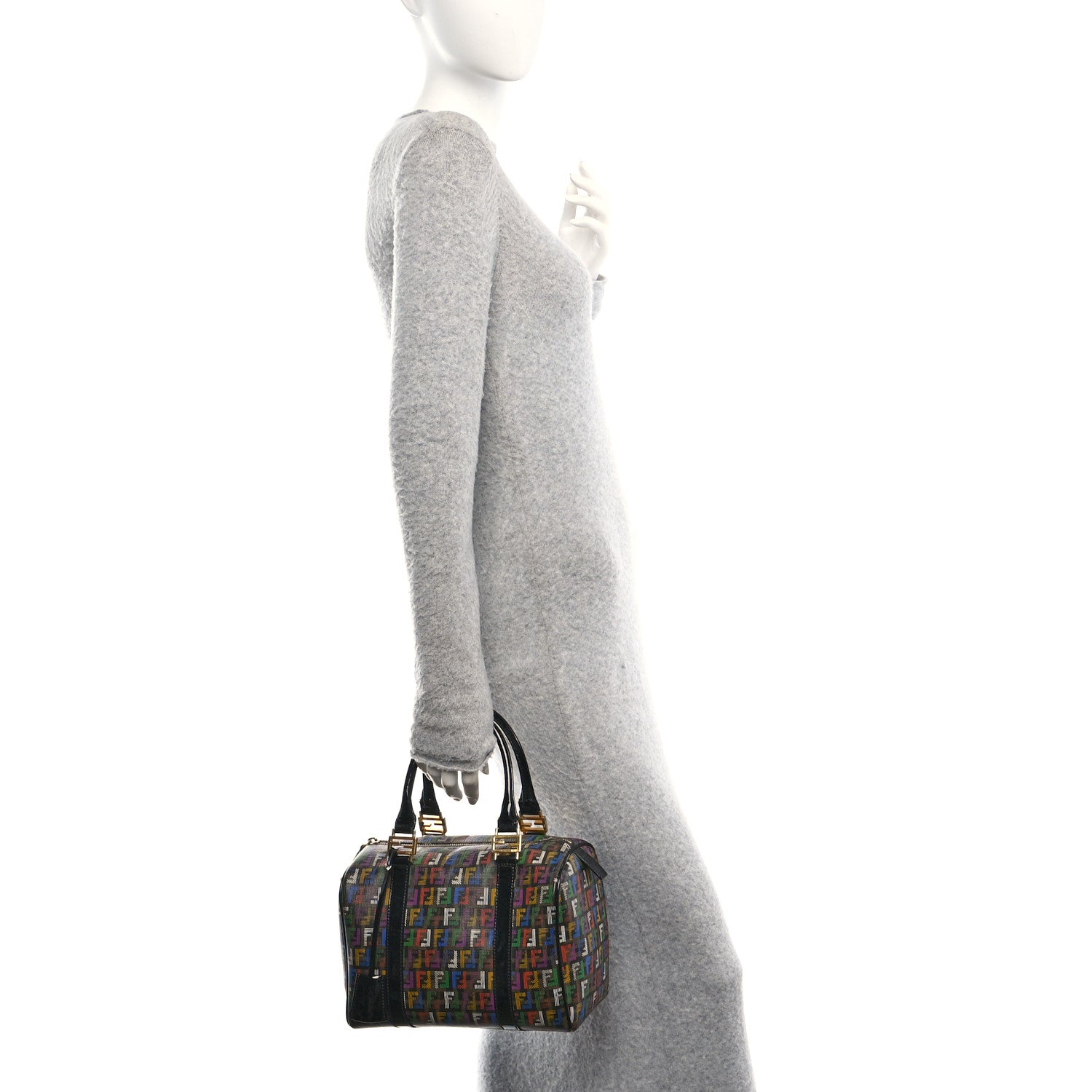 Fendi Zucchino Spalmati Vitello FF Multicolor Forever Boston Multicolor Black 2 of 11