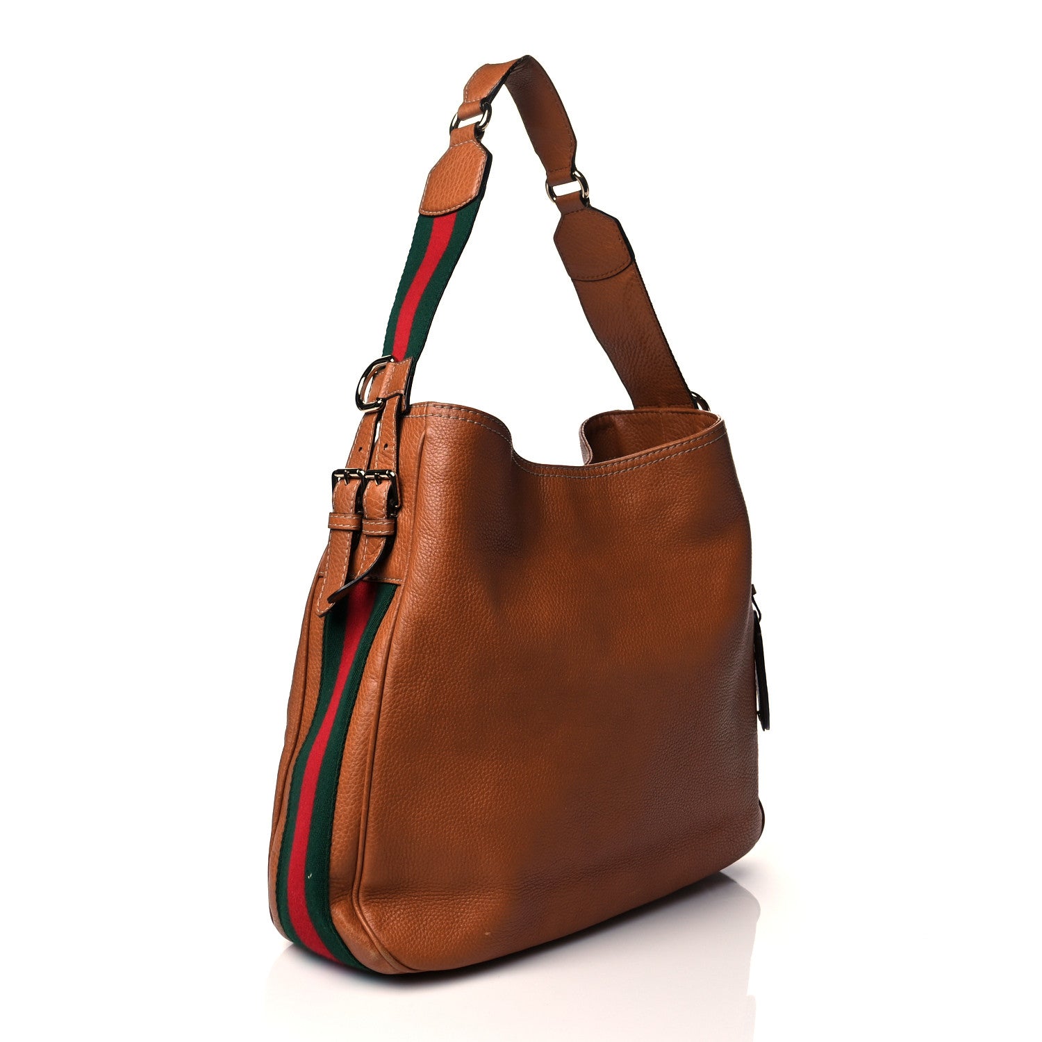 Gucci Pebbled Calfskin Medium Heritage Shoulder Bag Light Tobacco 4 of 13