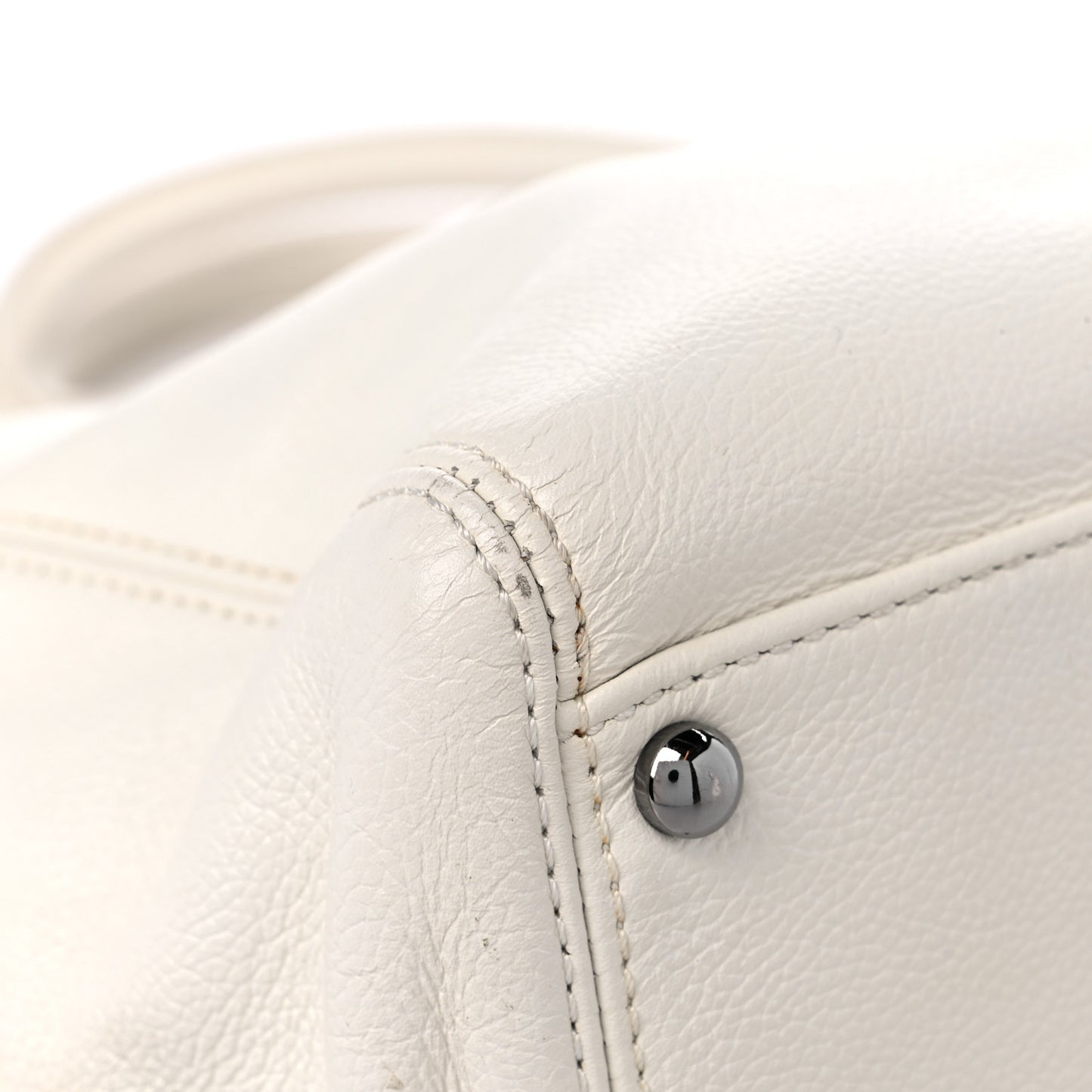 Calfskin Mademoiselle Lock Cerf Executive Shopper Tote White