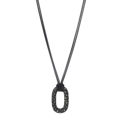 David Yurman Sterling Silver Diamond Midnight Melange Oval Pendant Necklace 1 of 6
