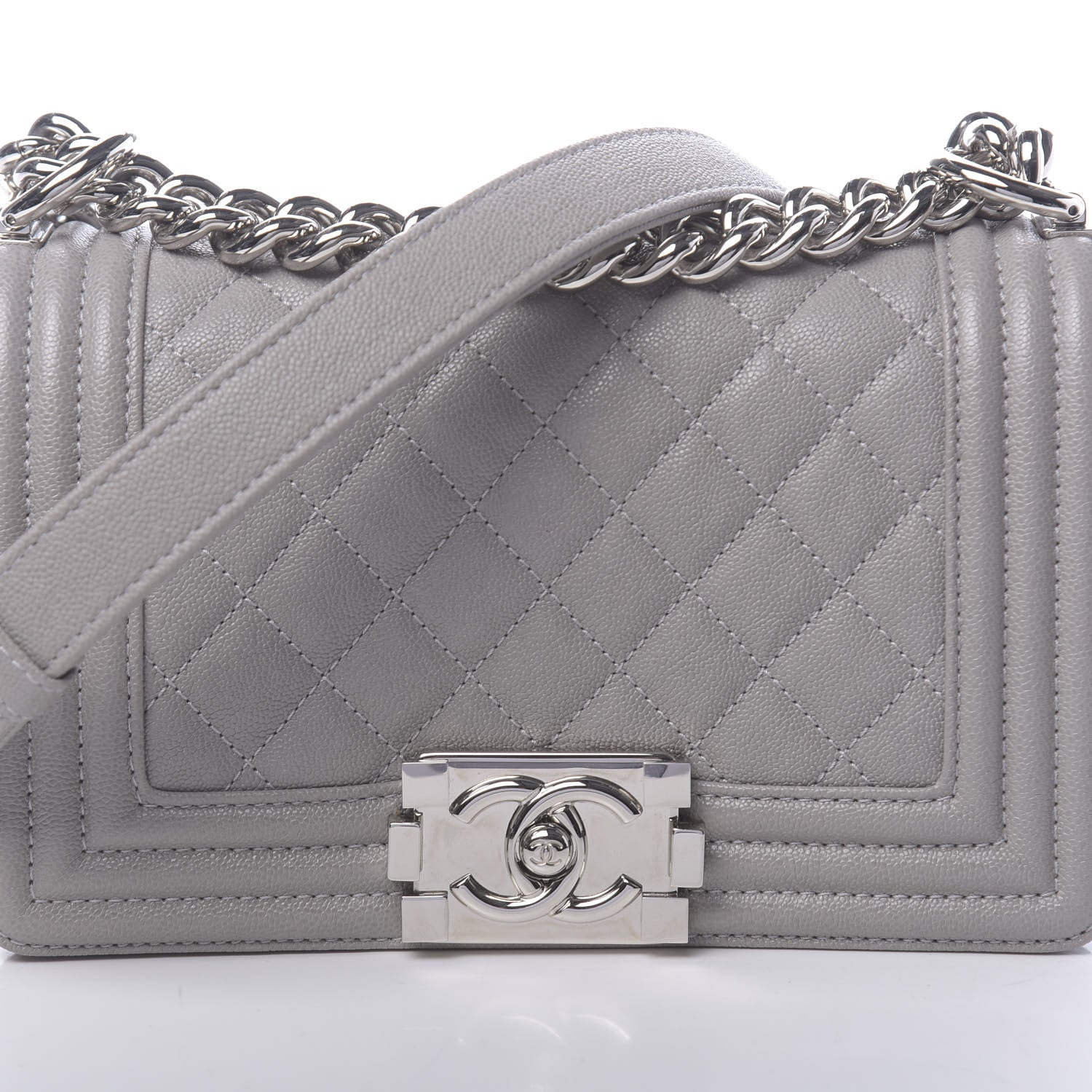 Chanel Caviar Quilted Small Boy Flap Grey 8 of 11