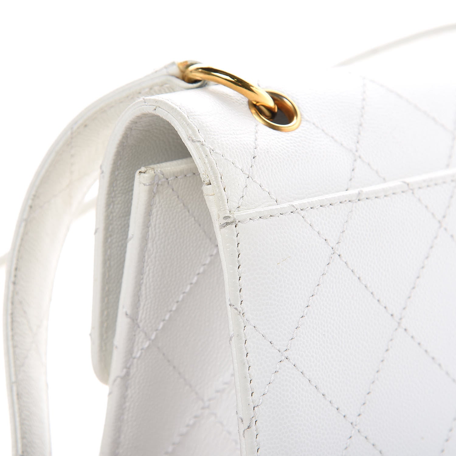 Chanel Caviar Stitched Flap Shoulder Bag White 13 of 14
