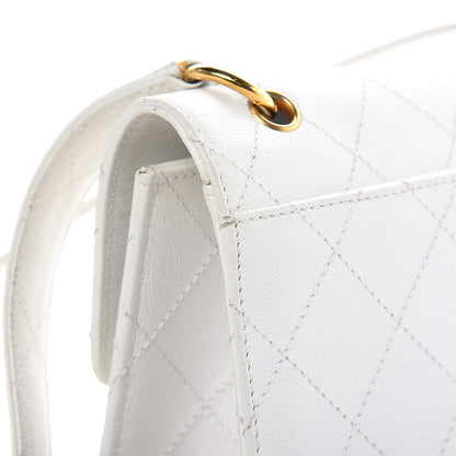 Chanel Caviar Stitched Flap Shoulder Bag White 13 of 14
