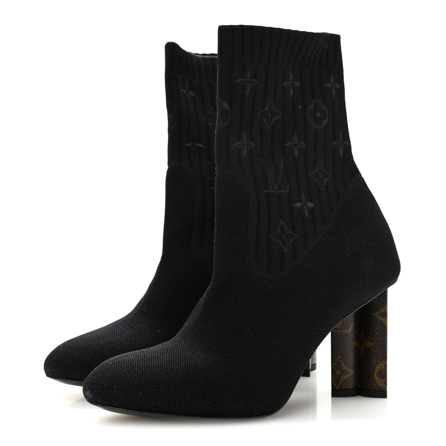 Louis Vuitton Monogram Stretch Fabric Silhouette Ankle Boots 39 Black 4 of 8