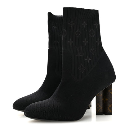 Louis Vuitton Monogram Stretch Fabric Silhouette Ankle Boots 39 Black 4 of 8