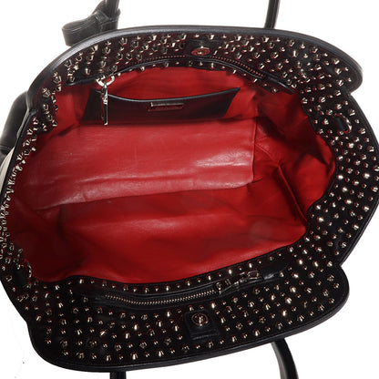 Prada Soft Calfskin Large Studded East West Tote Black 5 of 10