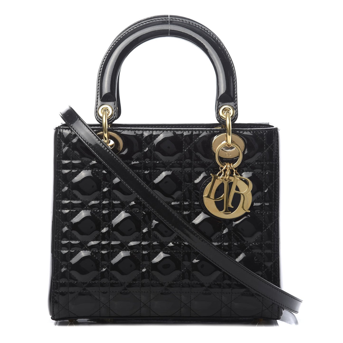 Patent Cannage Medium Lady Dior Black