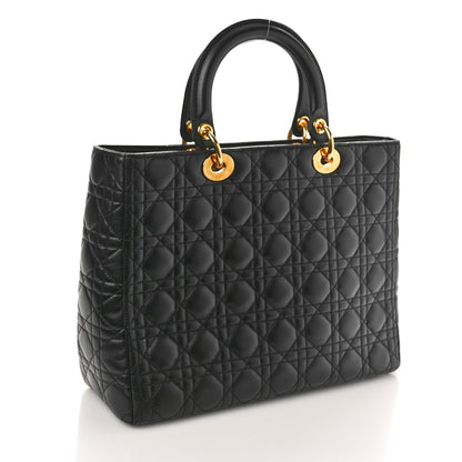 Christian Dior Lambskin Cannage Large Lady Dior Black 3 of 12