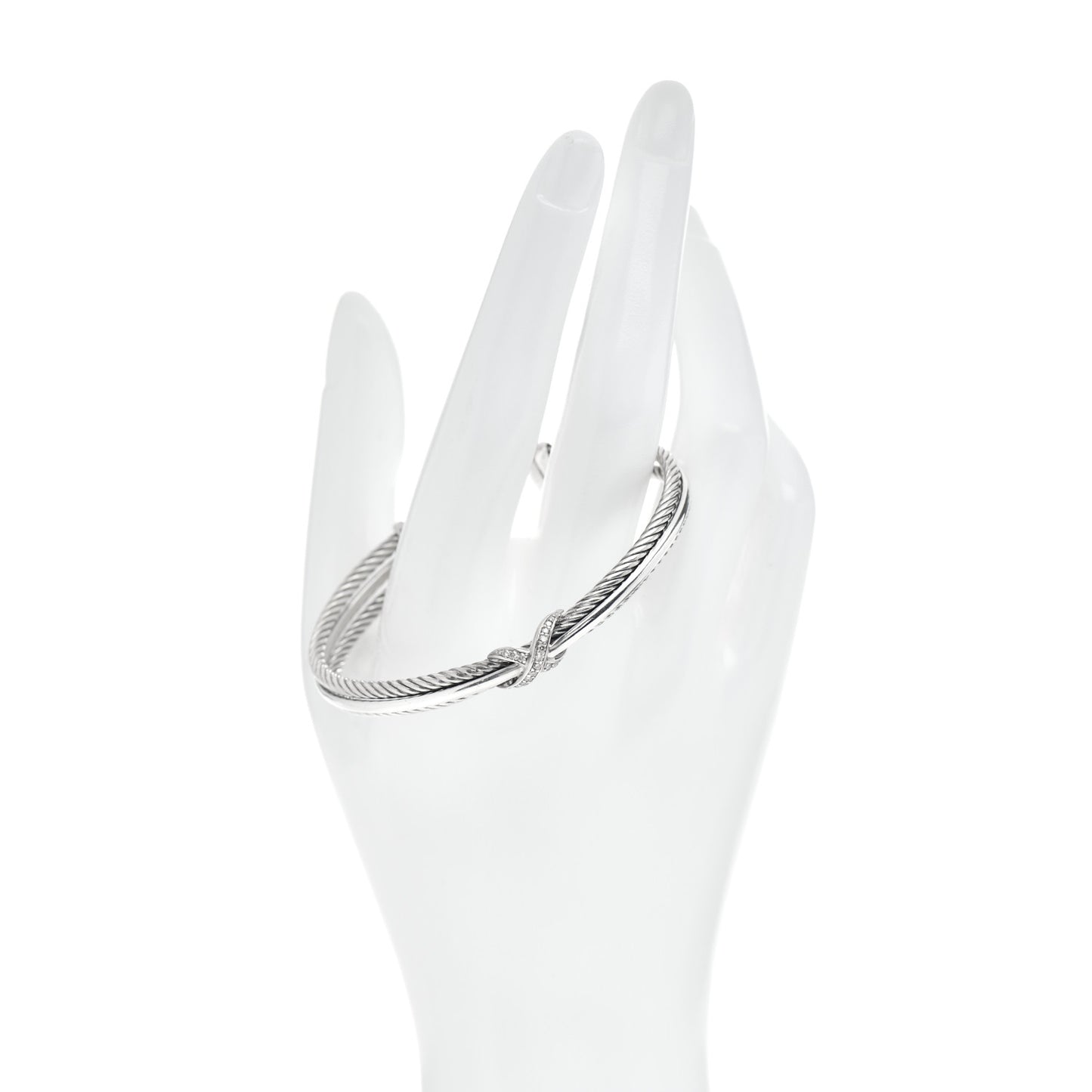 Sterling Silver Diamond 7mm Crossover X Bracelet