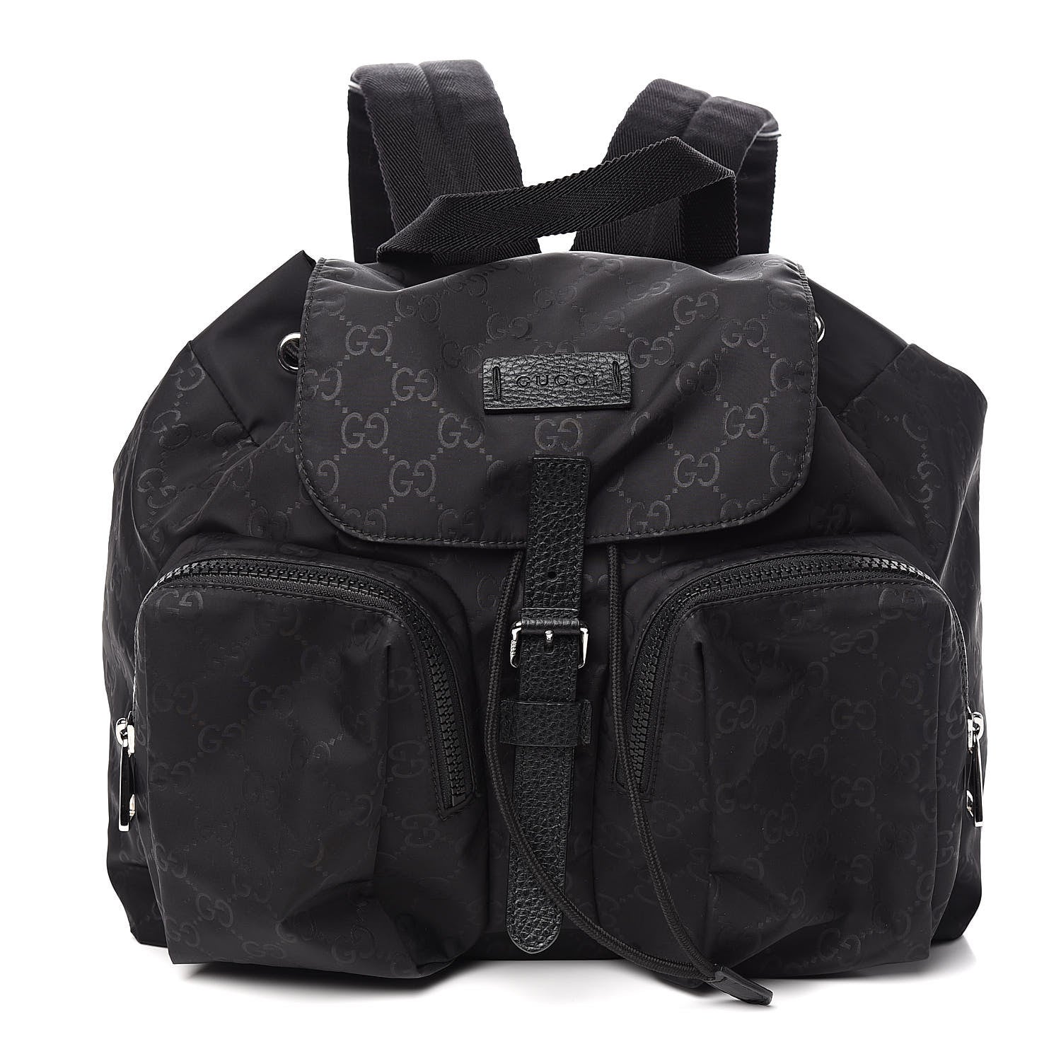 Gucci Nylon Monogram Small Single Buckle Backpack Black 1 of 10