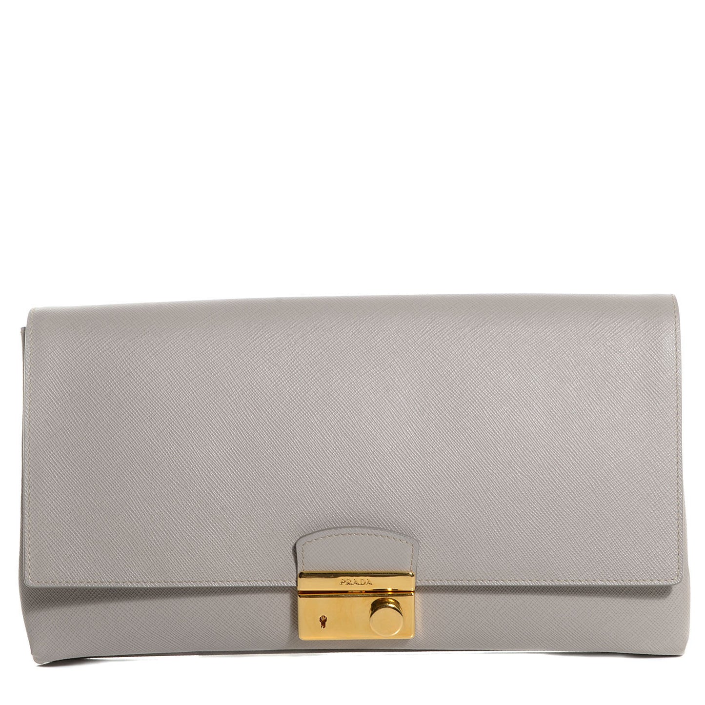 Saffiano Lux Flap Clutch Pomice
