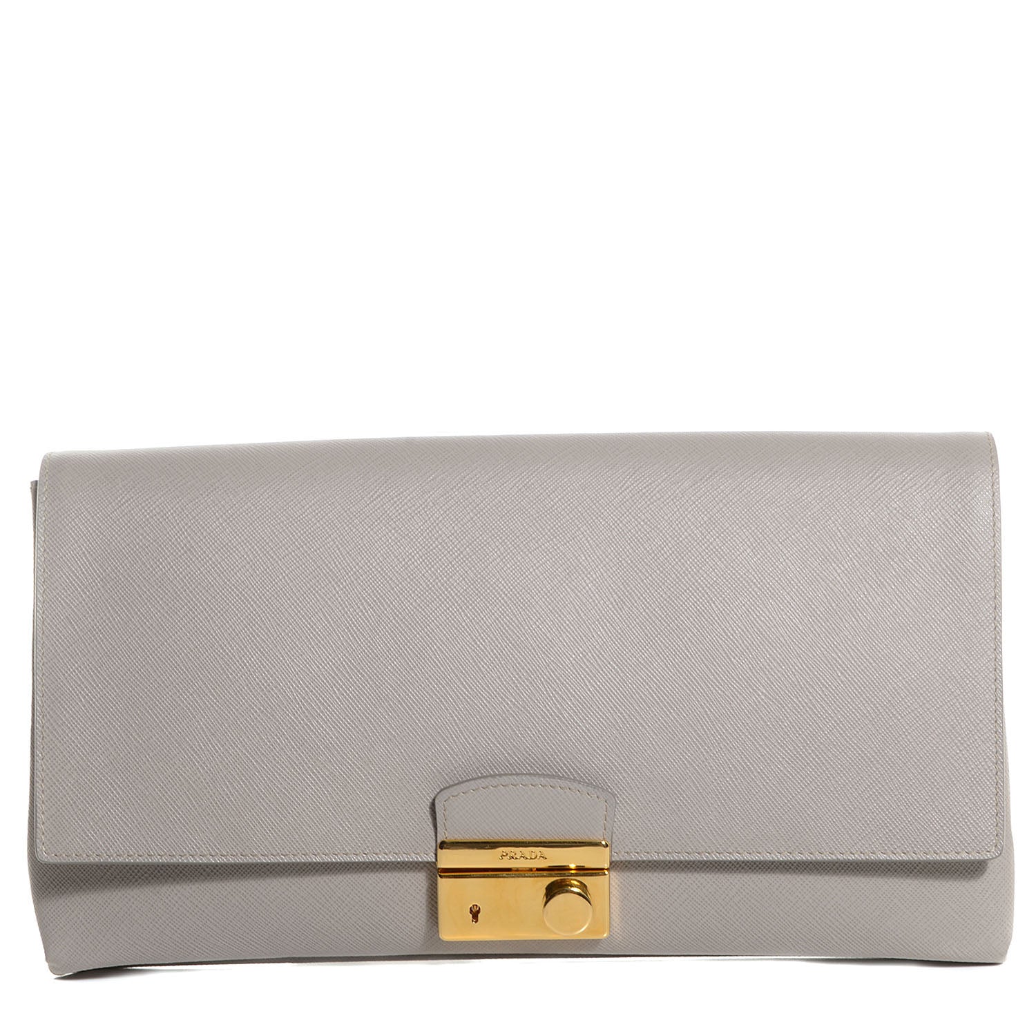 Prada Saffiano Lux Flap Clutch Pomice 1 of 9
