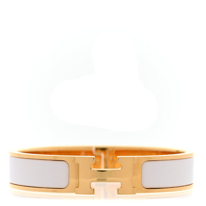 Hermes Enamel Narrow Clic Clac H Bracelet PM White 1 of 6