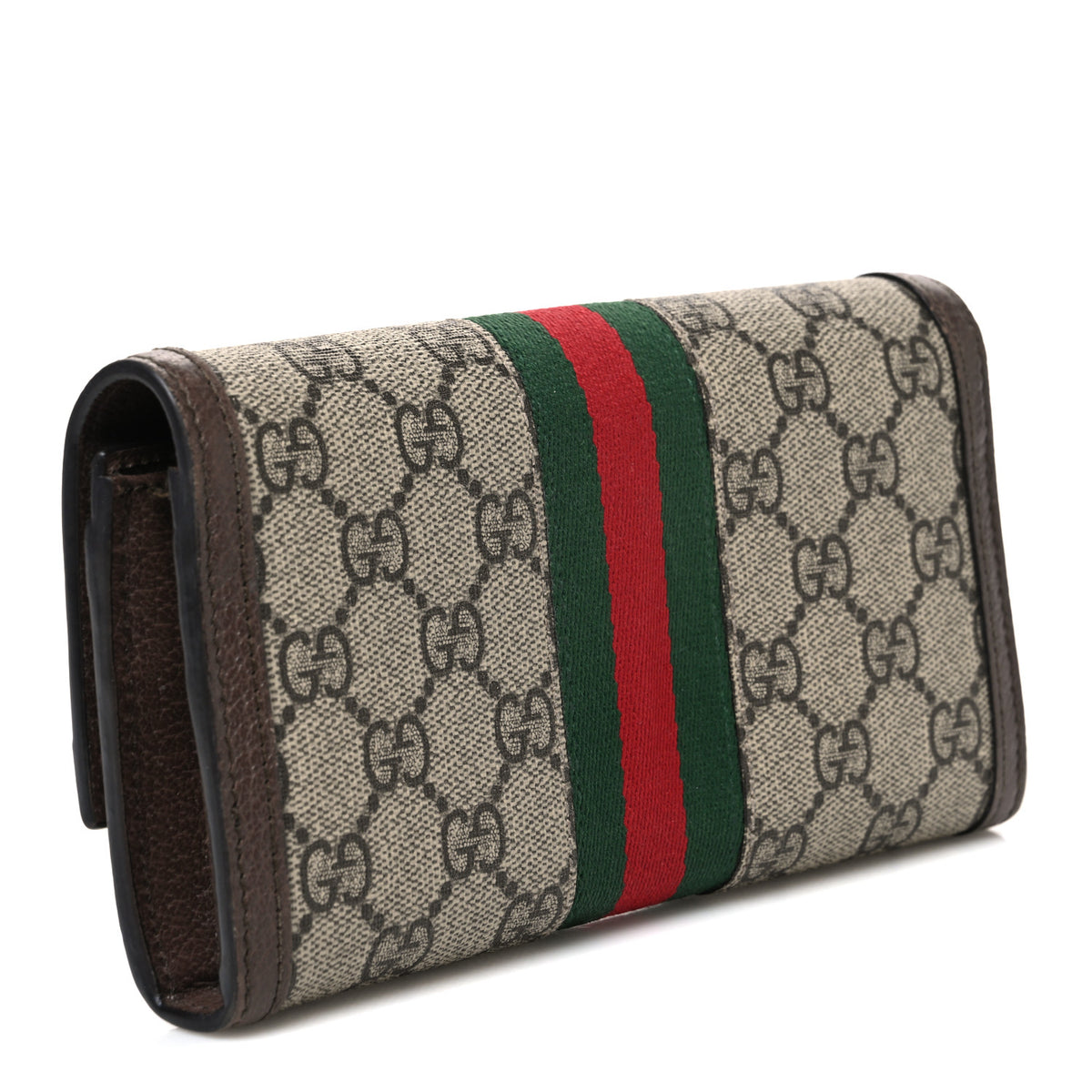 GG Supreme Monogram Web Ophidia Continental Wallet Brown