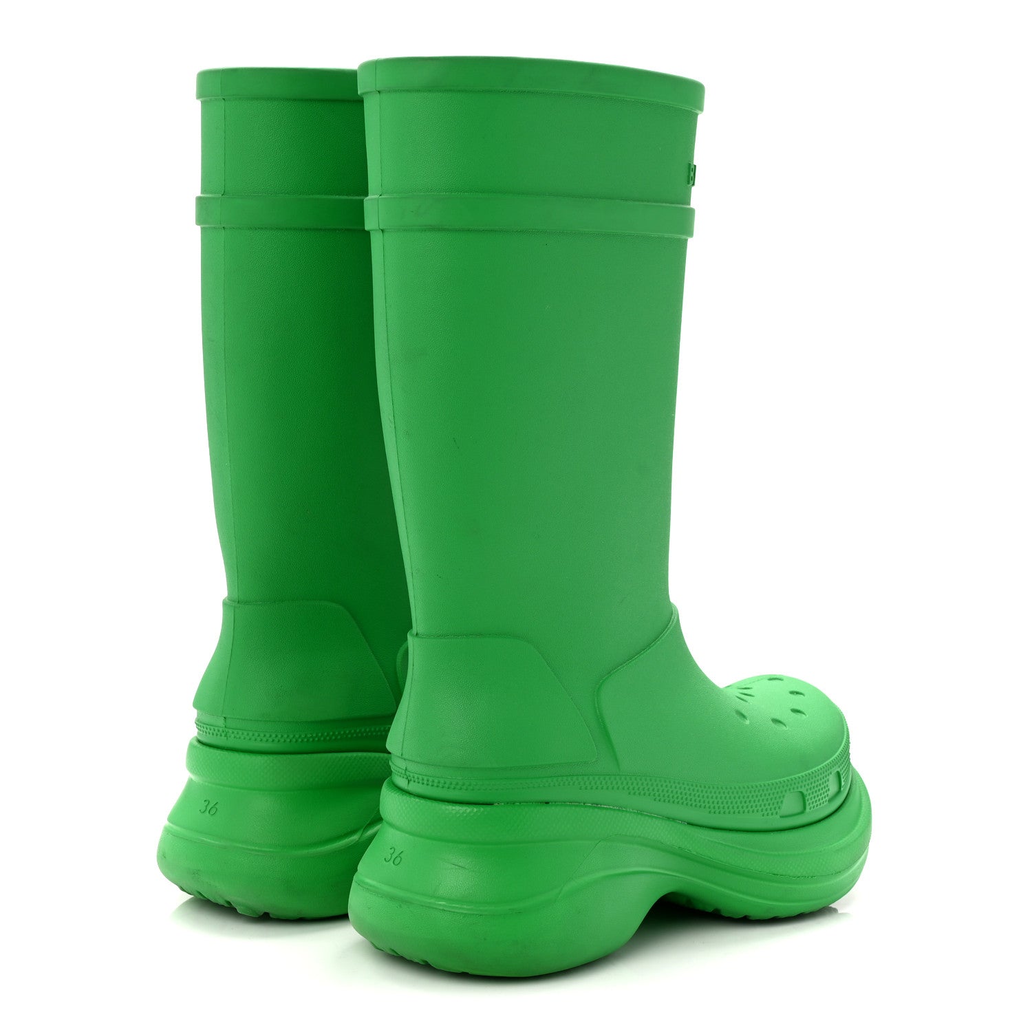 Balenciaga X CROCS Rubber Womens Rain Boots 36 Grass Green 4 of 10