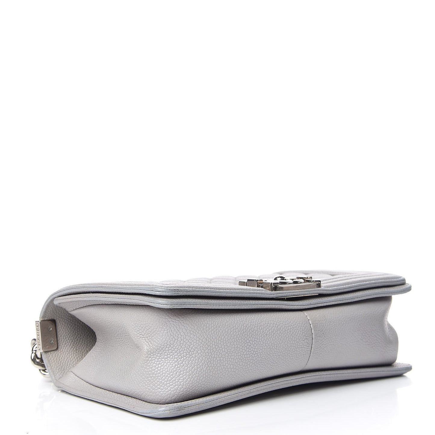 Iridescent Caviar Quilted Medium Boy Flap Light Grey