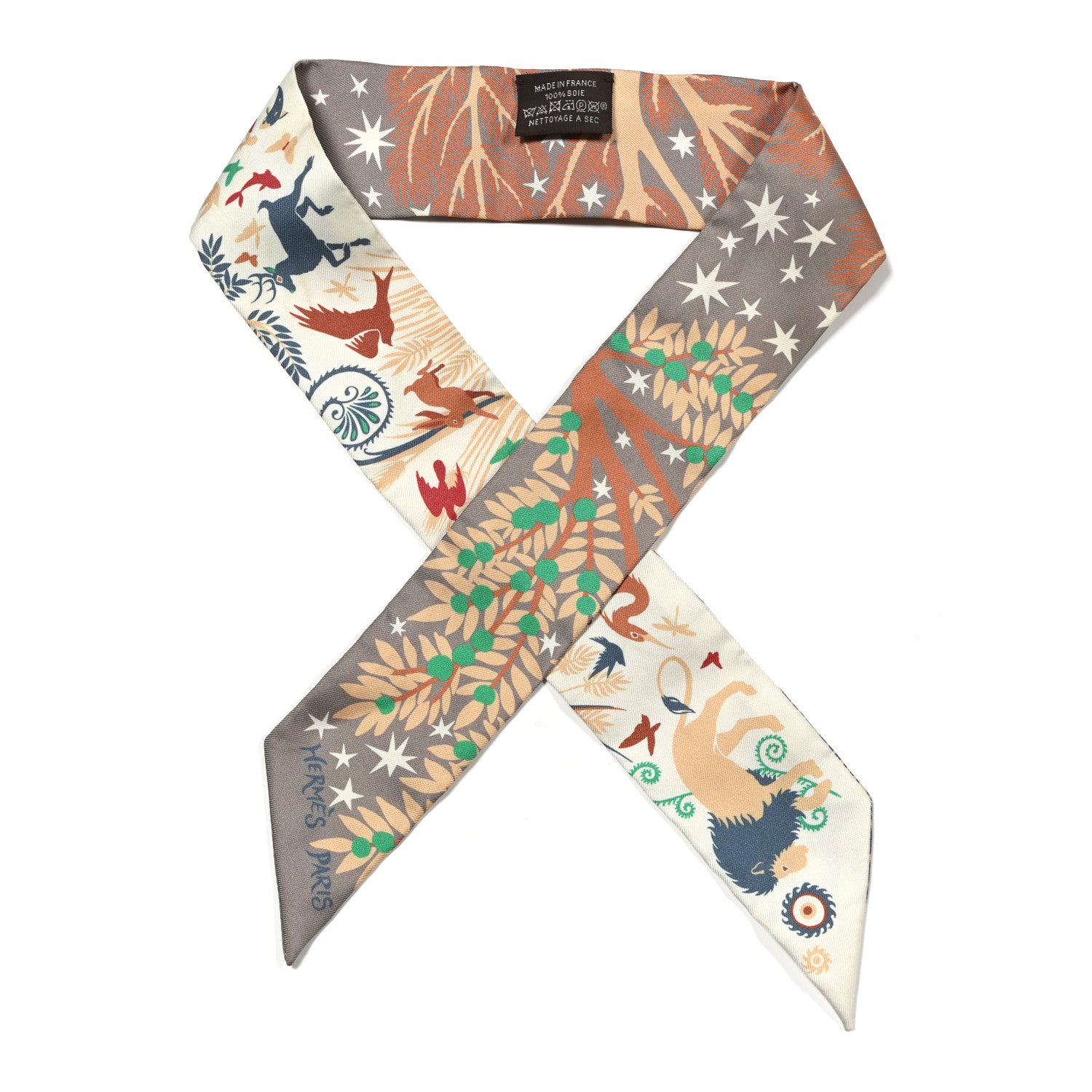Hermes Silk Le Charme D Orphee Twilly Etoupe Creme Vert 1 of 4