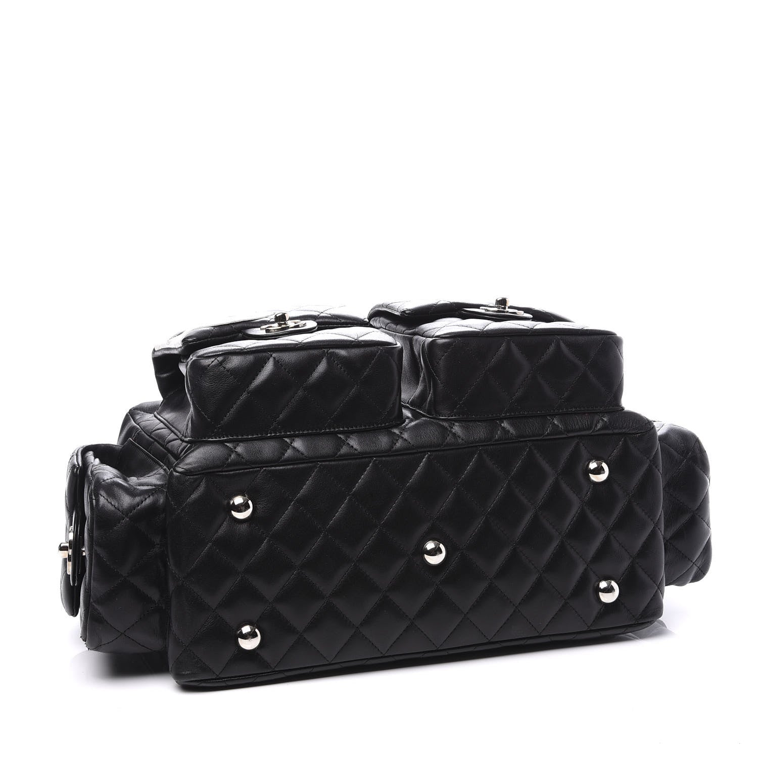 Chanel Calfskin Quilted Large Cambon Multipocket Reporter Black White 3 of 9