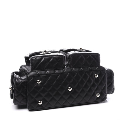 Chanel Calfskin Quilted Large Cambon Multipocket Reporter Black White 3 of 9
