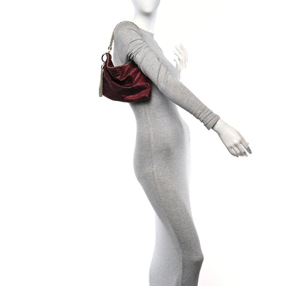 Jimmy Choo Satin Crystal Callie Tassel Shoulder Bag Wine 2 of 9
