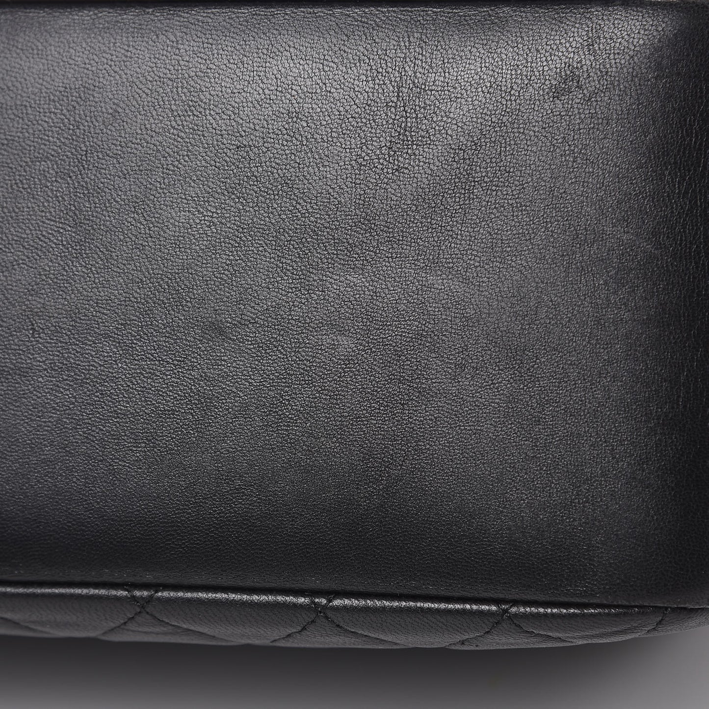 Lambskin Quilted Large Curvy Pouch Cosmetic Case Black