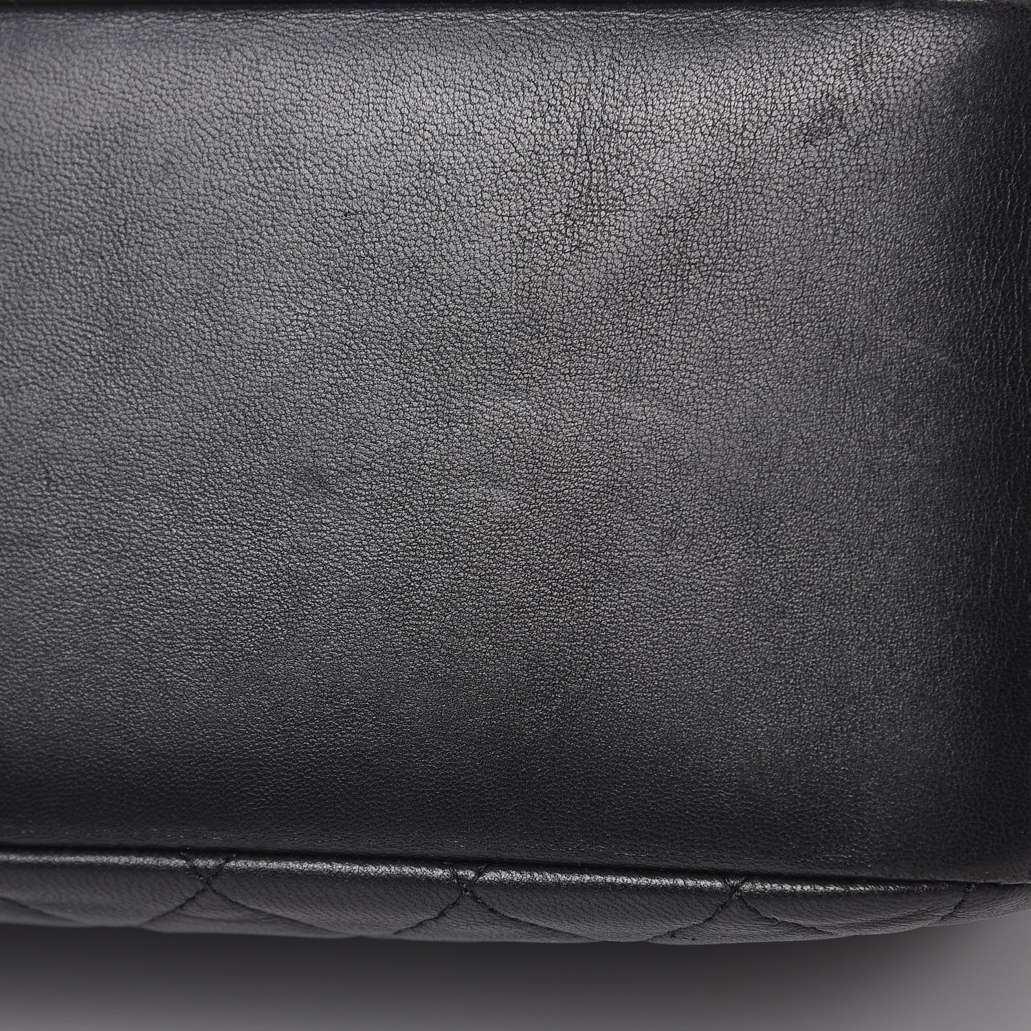 Chanel Lambskin Quilted Large Curvy Pouch Cosmetic Case Black 11 of 17