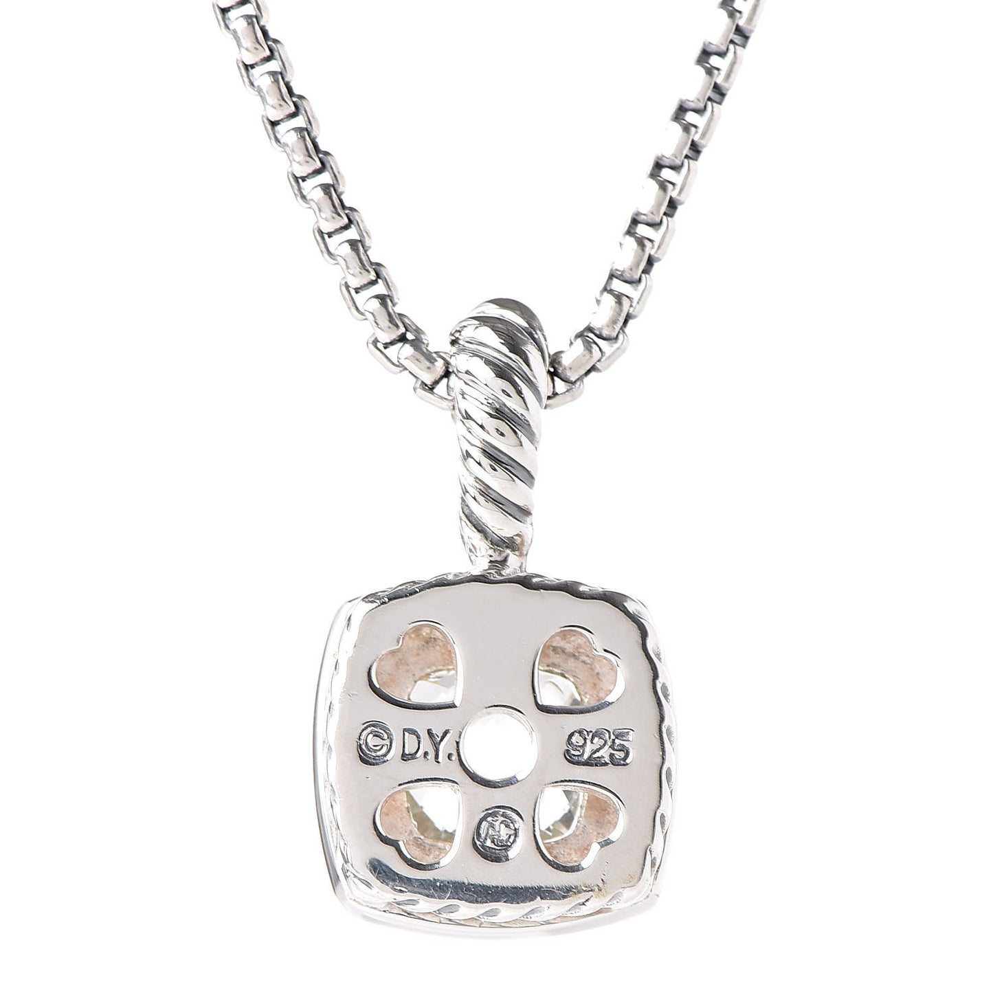 Sterling Silver Diamond Prasiolite 7mm Petite Albion Pendant Necklace
