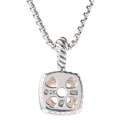 David Yurman Sterling Silver Diamond Prasiolite 7mm Petite Albion Pendant Necklace 6 of 6