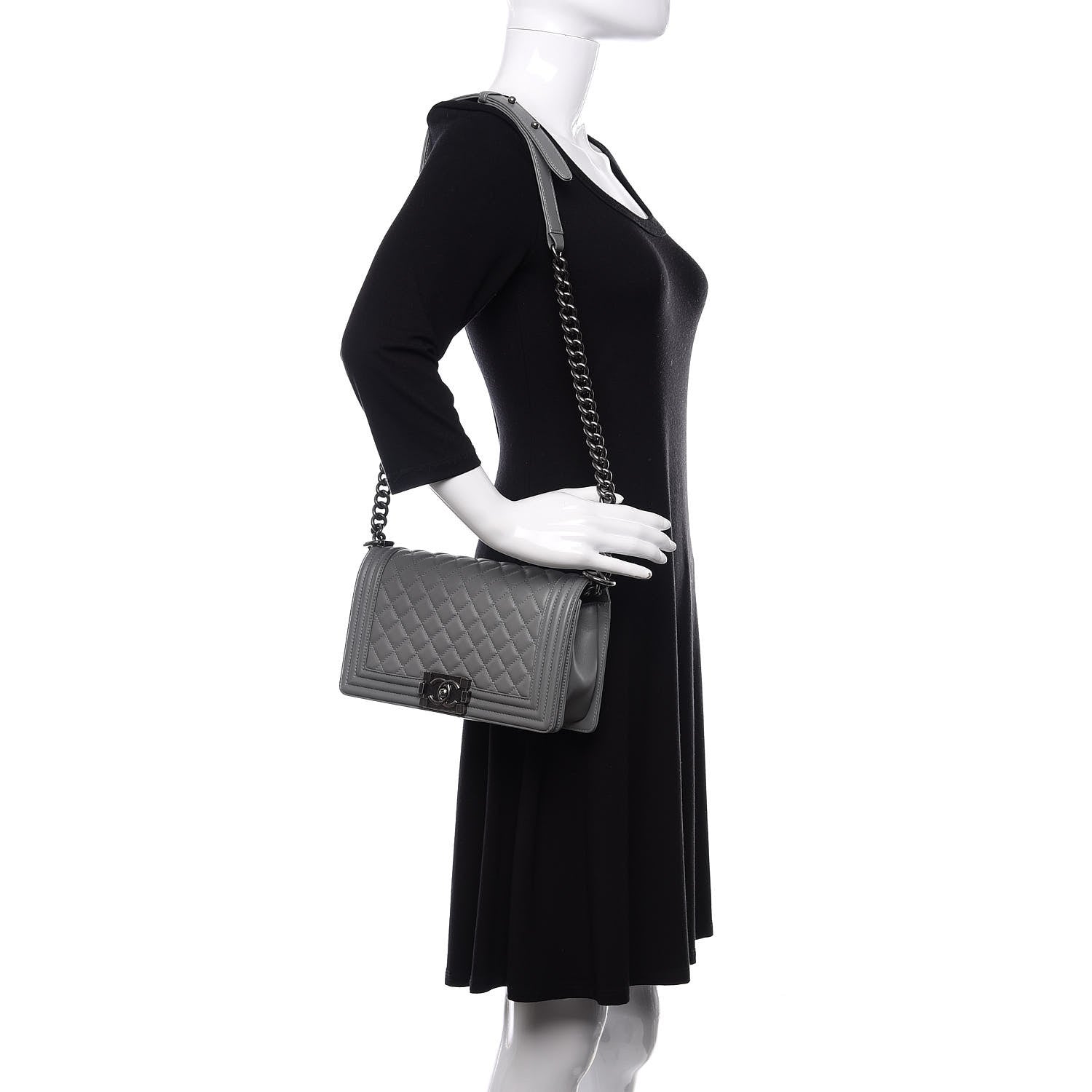 Chanel Lambskin Quilted Medium Boy Flap Grey 2 of 10