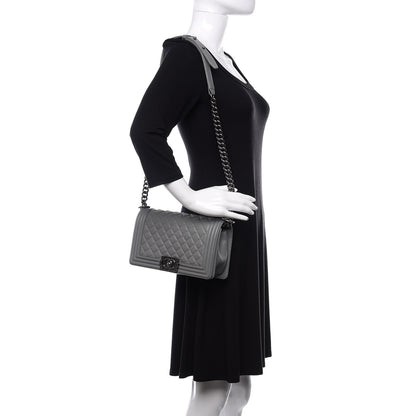 Chanel Lambskin Quilted Medium Boy Flap Grey 2 of 10