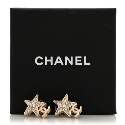 Chanel Crystal CC Star Earrings Gold 6 of 6