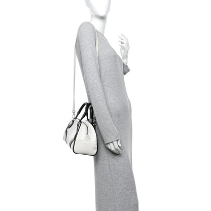 Prada Soft Calfskin Bowling Crossbody Bag White Black 2 of 9