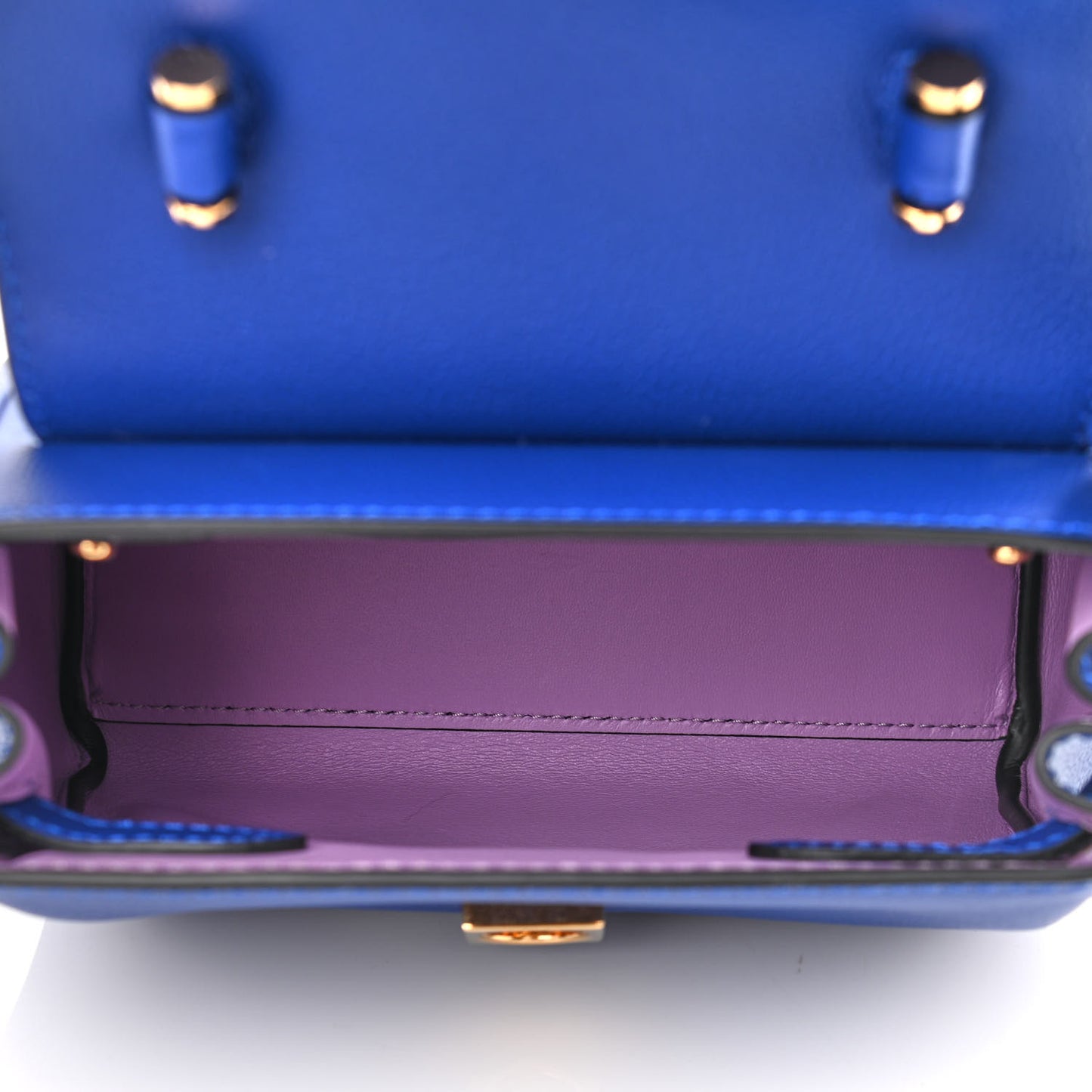 Grained Calfskin Small La Medusa Top Handle Bag Lapis