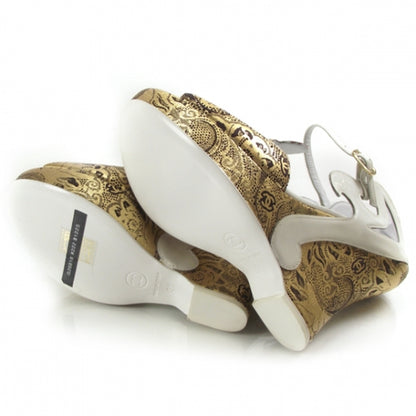 Chanel Patent Paris Moscou Brocade Wedges 39 5 of 7